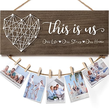 Housewarming Gifts New Home Wall Decor Sign, This Is Us Family Picture Frame Wedding Gifts for Coupl...