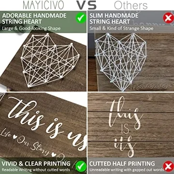 Housewarming Gifts New Home Wall Decor Sign, This Is Us Family Picture Frame Wedding Gifts for Couples Farmhouse Rustic Wood Hanging Photo Holder, Gift for New Homeowner