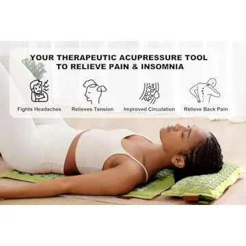 UNMERA Acupressure Mat and Pillow Set,Natural Premium Linen & Coconut Fiber Filling,FSA/HSA Eligible,for Back/Neck Pain Relief, Sciatic, Headache and Muscle Relaxation, Comes with Carrying Bag