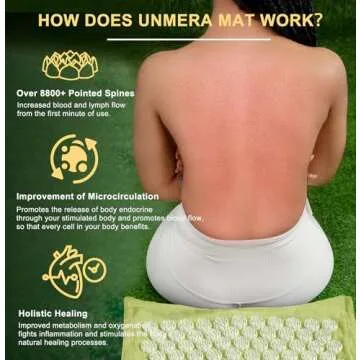 UNMERA Acupressure Mat and Pillow Set,Natural Premium Linen & Coconut Fiber Filling,FSA/HSA Eligible,for Back/Neck Pain Relief, Sciatic, Headache and Muscle Relaxation, Comes with Carrying Bag