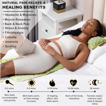 UNMERA Acupressure Mat and Pillow Set,Natural Premium Linen & Coconut Fiber Filling,FSA/HSA Eligible,for Back/Neck Pain Relief, Sciatic, Headache and Muscle Relaxation, Comes with Carrying Bag