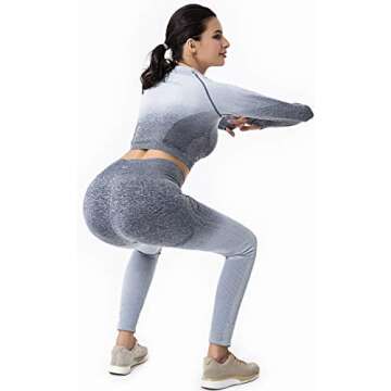 RUNNING GIRL Ombre Seamless Cute Gym Leggings Power Stretch High Waisted Yoga Pants Running Workout ...