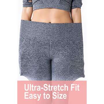 RUNNING GIRL Ombre Seamless Cute Gym Leggings Power Stretch High Waisted Yoga Pants Running Workout Leggings (Grey, Small)