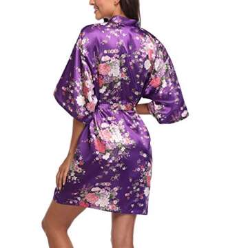 Women's Floral Silk Kimono Robes for Weddings and Events