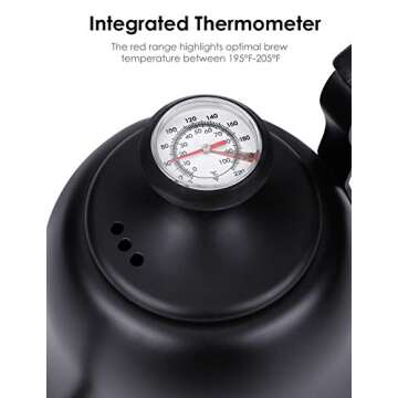 Matte Black Gooseneck Tea Kettle with Thermometer