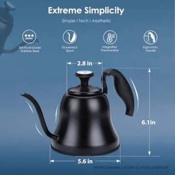 Matte Black Gooseneck Tea Kettle with Thermometer