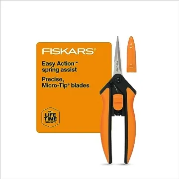 Fiskars Micro-Tip Pruning Snips - 6" Garden Shears with Sheath and Comfort Grip - Sharp Steel Blades...