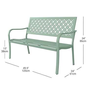 Grand patio Garden Bench, Outdoor Benches with Anti-Rust Metal Frame, Patio Seating for Front Porch Outside Furniture Decor, Mint