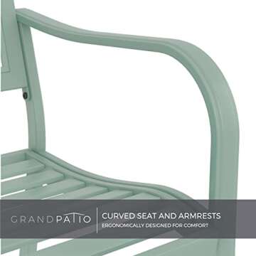 Grand patio Garden Bench, Outdoor Benches with Anti-Rust Metal Frame, Patio Seating for Front Porch Outside Furniture Decor, Mint