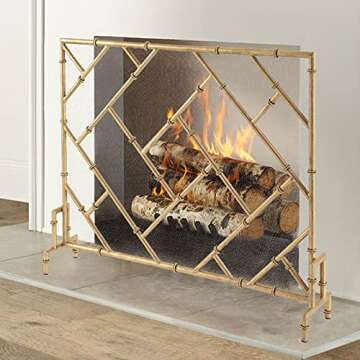 Fire Guard for Fireplace Single Panel Fireplace Large Flat Fire Spark Guard for Fire Pit Open Fires ...