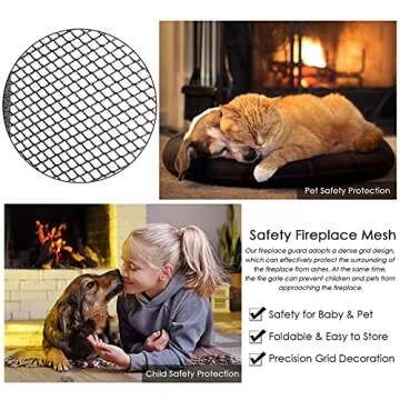 Fire Guard for Fireplace Single Panel Fireplace Large Flat Fire Spark Guard for Fire Pit Open Fires Protect with Modern Line Decor Metal Mesh 38.6×8.3×31.5" (Gold)