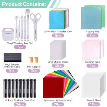 GO2CRAFT All-in-One Accessories Bundle for Cricut Makers and All Explore Air, 90Pcs Ultimate Tools a...