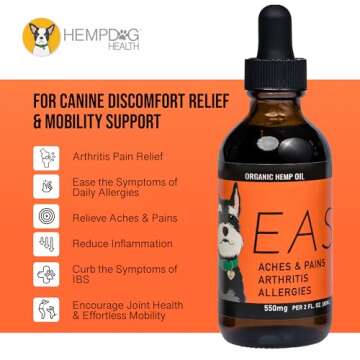 Hemp Dog Health - Ease - an Anti Inflammatory for Dogs with Arthritis & Allergies - 100% Natural Dro...