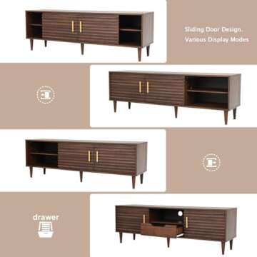 mecor Mid-Century Modern TV Stand w/End Table,Home Media Entertainment Center Sets for tv up to 60",TV Console Storage Cabinet for Living Room. (Brown)