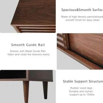 Mecor Stylish Mid-Century TV Stand and End Table Set 60"