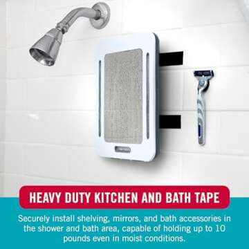 VELCRO Brand Kitchen and Bath Mounting Tape. Moisture Resistant Thin Design for Flush Mount. 10ft Heavy Duty Roll Holds 10 pounds. Easy Peel and Stick Application, White