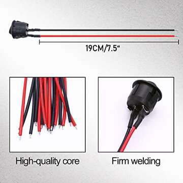 10Pcs Rocker Switch ON/OFF SPST Toggle Switch Pre-Wired 6A/250V