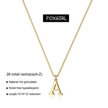 Foxgirl Gold Initial Necklaces for Women, Dainty Gold Letter Necklace Tiny A-Z Pendant Choker Necklace Trendy Cute Personalized Monogram Name Necklace Gold Jewelry Necklace for Women Gift