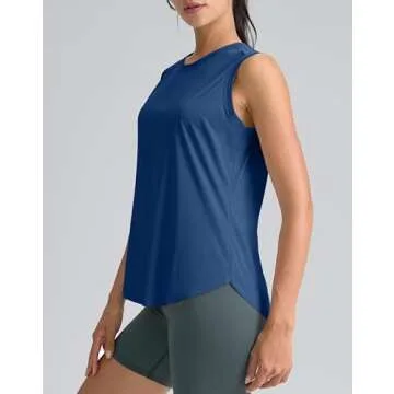 SANTINY Women's Sleeveless Workout Tops Breathable Lightweight Active Tennis Yoga Shirts Athletic Running Tank Tops for Women (Blue_M)