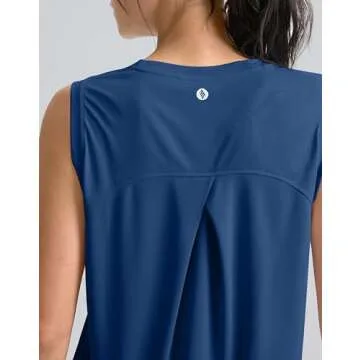 SANTINY Women's Sleeveless Workout Tops Breathable Lightweight Active Tennis Yoga Shirts Athletic Running Tank Tops for Women (Blue_M)