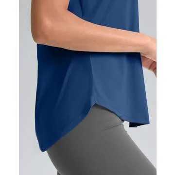 SANTINY Women's Sleeveless Workout Tops Breathable Lightweight Active Tennis Yoga Shirts Athletic Running Tank Tops for Women (Blue_M)