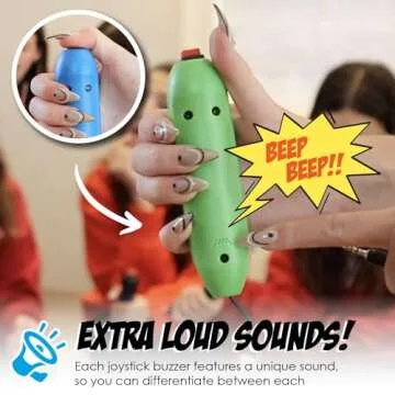 Teacher's Choice 8 Color Handheld Buzzer Game System - Console Displays First Buzz-in - Great for Jeopardy, Family Feud, Trivia and Buzzer Games - Controller with 8 Joystick Buzzers, 8 Unique Sounds