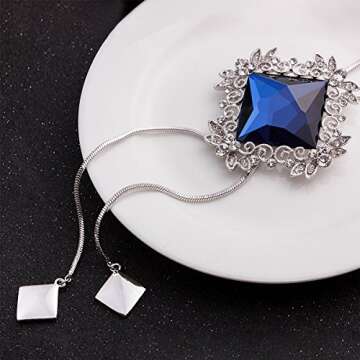 Merdia Long Chain Necklace for Women Rhombus Pendant with Sparkly Glass | Jewelry for Women | Charm ...