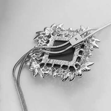 Merdia Long Chain Necklace for Women Rhombus Pendant with Sparkly Glass | Jewelry for Women | Charm Necklace for Women | Long Pendant Necklace for Women | Boho Jewelry for Women (Blue)