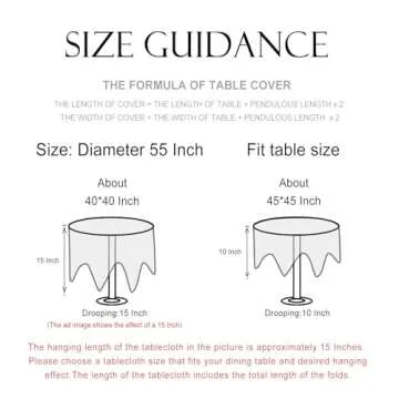 patdrea Designer Blue Tablecloth for Round Tables,Vintage Linen with Leaves and Flowers Pattern Tablecloths,Farmhouse Floral Table Cover Cloth Decor for Kitchen Dining Christmas,Diameter 55"