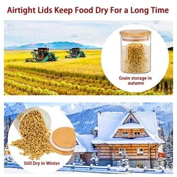 SLifeJars - Glass Jars with Bamboo Lids 16 oz, 12pcs Glass Food Storage Jars with Rewritable Labels, Bamboo Lid Jars for Kitchen Storage, Herbs