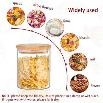 SLifeJars - Glass Jars with Bamboo Lids 16 oz, 12pcs Glass Food Storage Jars with Rewritable Labels, Bamboo Lid Jars for Kitchen Storage, Herbs