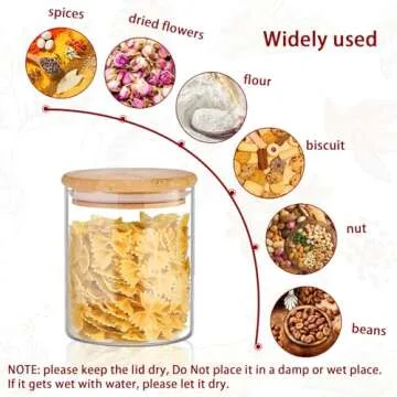 SLifeJars - Glass Jars with Bamboo Lids 16 oz, 12pcs Glass Food Storage Jars with Rewritable Labels, Bamboo Lid Jars for Kitchen Storage, Herbs