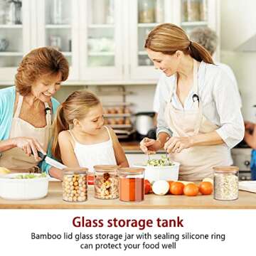 SLifeJars - Glass Jars with Bamboo Lids 16 oz, 12pcs Glass Food Storage Jars with Rewritable Labels, Bamboo Lid Jars for Kitchen Storage, Herbs