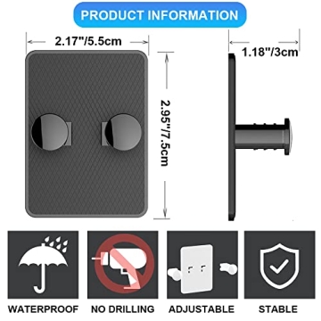 HOXSURY Razor Holder for Shower, Self Adhesive Adjustable Hooks, Waterproof Shower Hooks for Bathroom Kitchen-2 Pack (White)