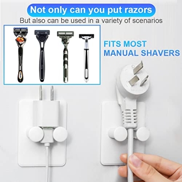 HOXSURY Razor Holder for Shower, Self Adhesive Adjustable Hooks, Waterproof Shower Hooks for Bathroom Kitchen-2 Pack (White)