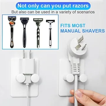 HOXSURY Razor Holder for Shower, Self Adhesive Adjustable Hooks, Waterproof Shower Hooks for Bathroom Kitchen-2 Pack (White)