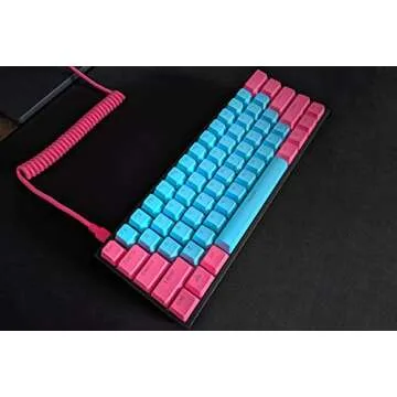 ASCENY Coiled & Double-Sleeved Mechanical Keyboard Cable, for Type-C Mechanical Keyboards (Pink)