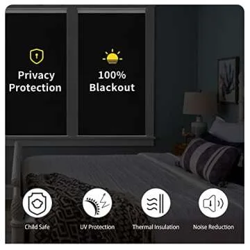 GENIMO 100% Blackout Blinds for Windows, Roller Shades for Indoor Windows, Thermal Insulated, UV Protection Fabric. Window Shades for Home, Bedroom, Living Room.