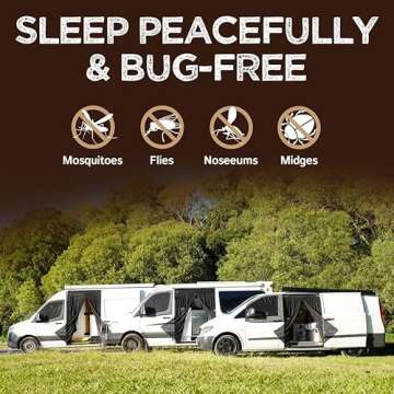 Living in a Bubble Van Bug Screen for Mercedes-Benz Sprinter Mid/High Roof and Other Campervans, Universal Size Sliding Door Flyscreen Mosquito Net, Center Magnetic Closure (Large)