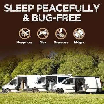 Living in a Bubble Van Bug Screen for Mercedes-Benz Sprinter Mid/High Roof and Other Campervans, Universal Size Sliding Door Flyscreen Mosquito Net, Center Magnetic Closure (Large)