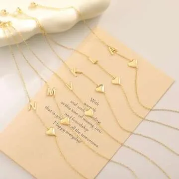 TOBENY Dainty Gold Initial Necklaces for Women,14k Gold Plated Sideways Letter Necklace Personalized A-Z Name Heart Choker Necklace Tiny Cute Monogram Necklace Jewelry Gift