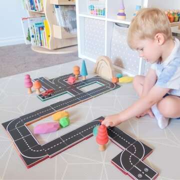 Learn & Grow Road Toppers 40PCs, Magnetic Tile Accessory, Magnet Building Set Road Pack Add on- STEM Building Toy & Learning Educational Magnet Construction Toddler