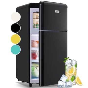 WANAI 3.5 Cu.ft Retro Mini Fridge - Compact Classic Dual Door Refrigerator