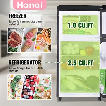 WANAI Retro Mini Fridge 3.5 Cu.ft - Compact Dual Door