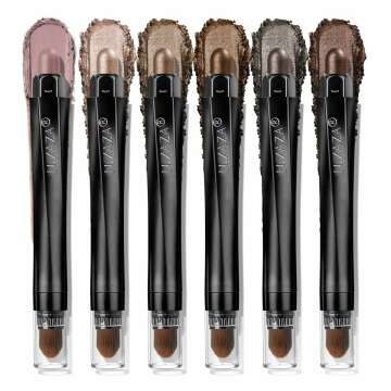 6 PCS Neutral & Brown Metallic Eyeshadow Stick Crayons for Stunning Looks
