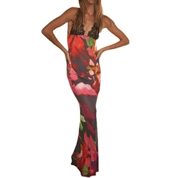 Sexy Tie Dye Backless Maxi Dress for Women - Y2k Lace Strap Summer Party Dress