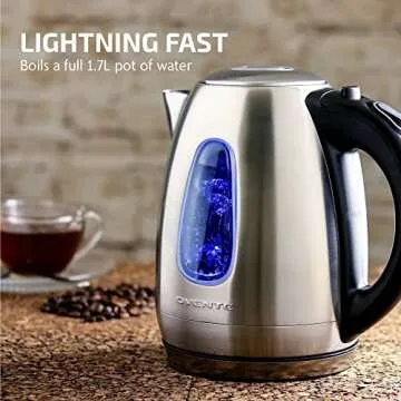 Ovente 1.7L Electric Kettle Fast Boil Stainless Steel
