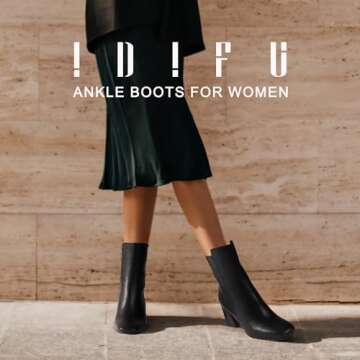 IDIFU Women's Ada Fashion Square Toe Ankle Boots - Chic Comfort for Any Occasion