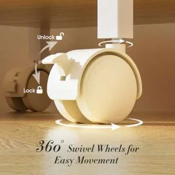 TidyStash Makeup Organizer Cart with Drawers, Rolling Bathroom Organizers and Storage- Versatile Skincare Perfume Storage Vanity Organizer, Natural Wood and White Iron