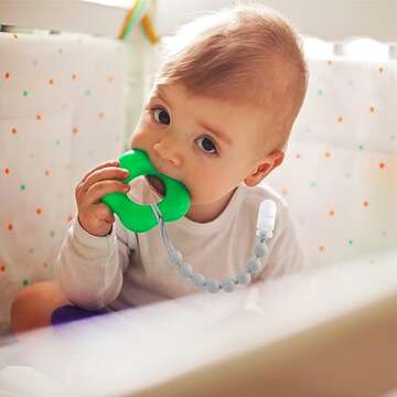 4-Pack Silicone Pacifier Clips for Baby Boys and Girls - with One-Piece Beads, Flexible and Rust-Free Holders for Teething Relief and Baby Essentials - Safe for Newborns (Grey)